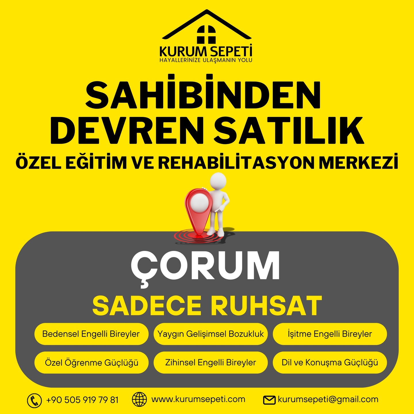 Çorum Sadece Ruhsat Özel Eğitim ve Rehabilitasyon Merkezi