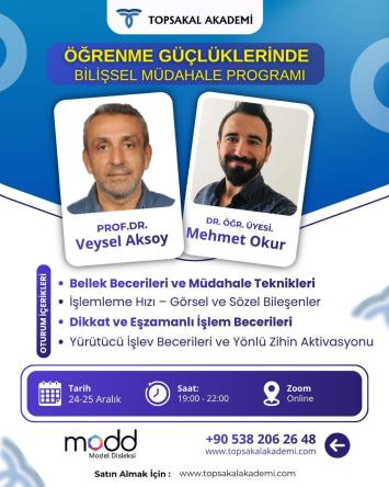 Öğrenme Güçlüklerinde Bilişsel Müdahale Programı I Prof. Dr. Veysel Aksoy I Dr. Öğr. Üyesi Mehmet Okur
